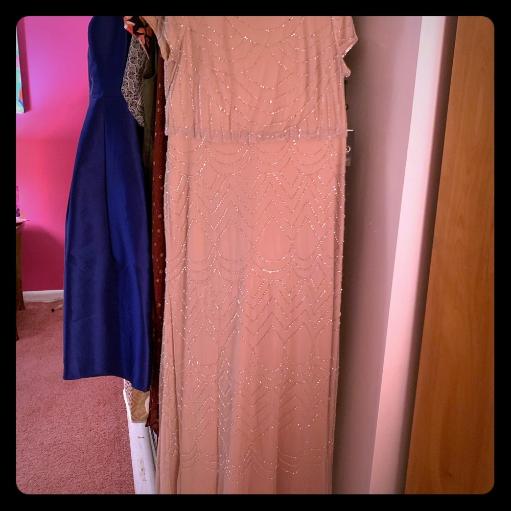 NWT Adrianna Papell nude dress with silver detail